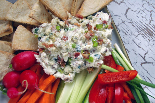 blue cheese and bacon dip to go